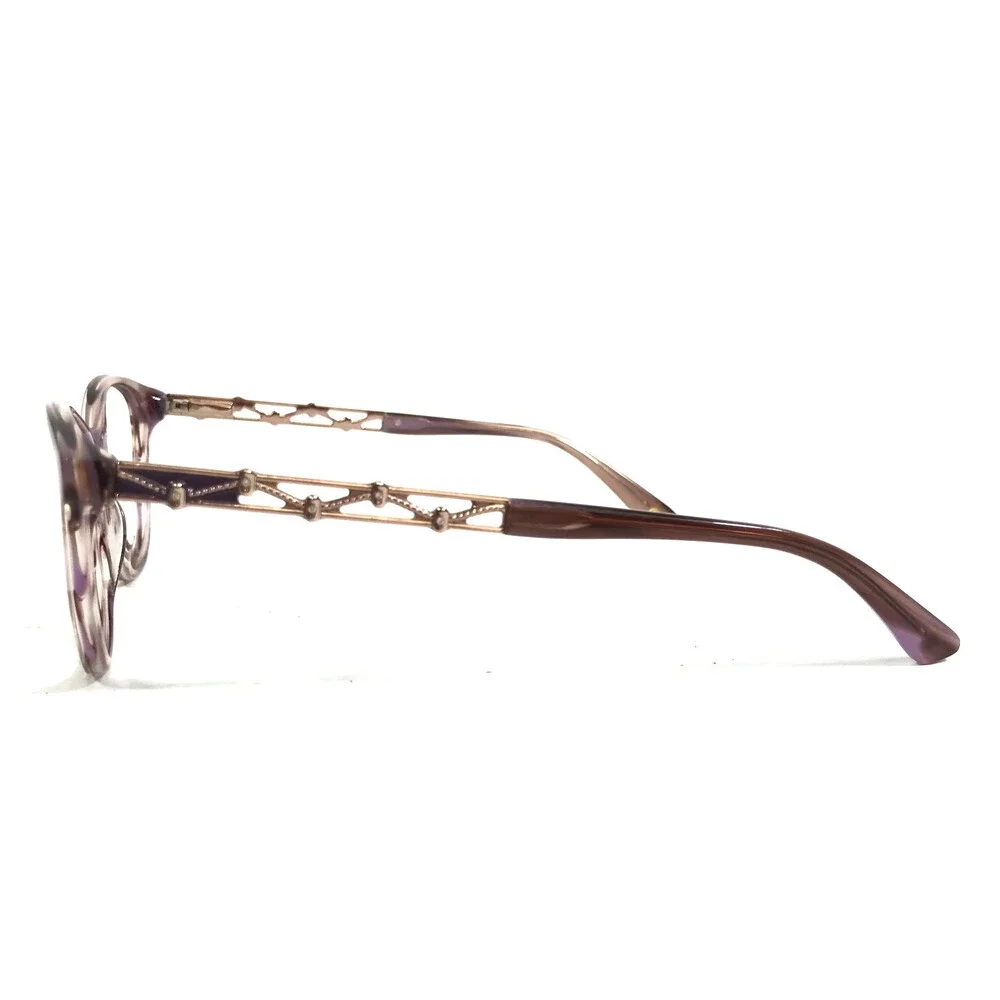Bulova Eyeglasses Frames Purple Rose Gold Woven Chain Cat Eye 52-18-140